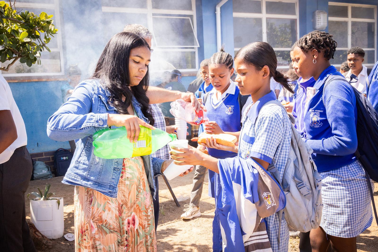 Serving students with food and refreshments